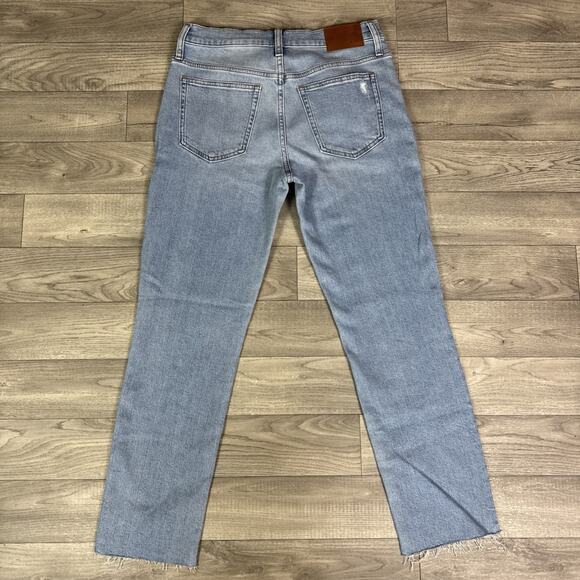 J. Crew Slim Boyfriend Jean Distressed Frayed Hem Light Wash Jeans sz 27 - Picture 6 of 9